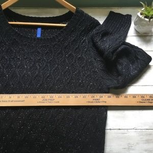 Falls Creek Cable Knit Sweater Women's Size 1X Black Gold Thread Detail